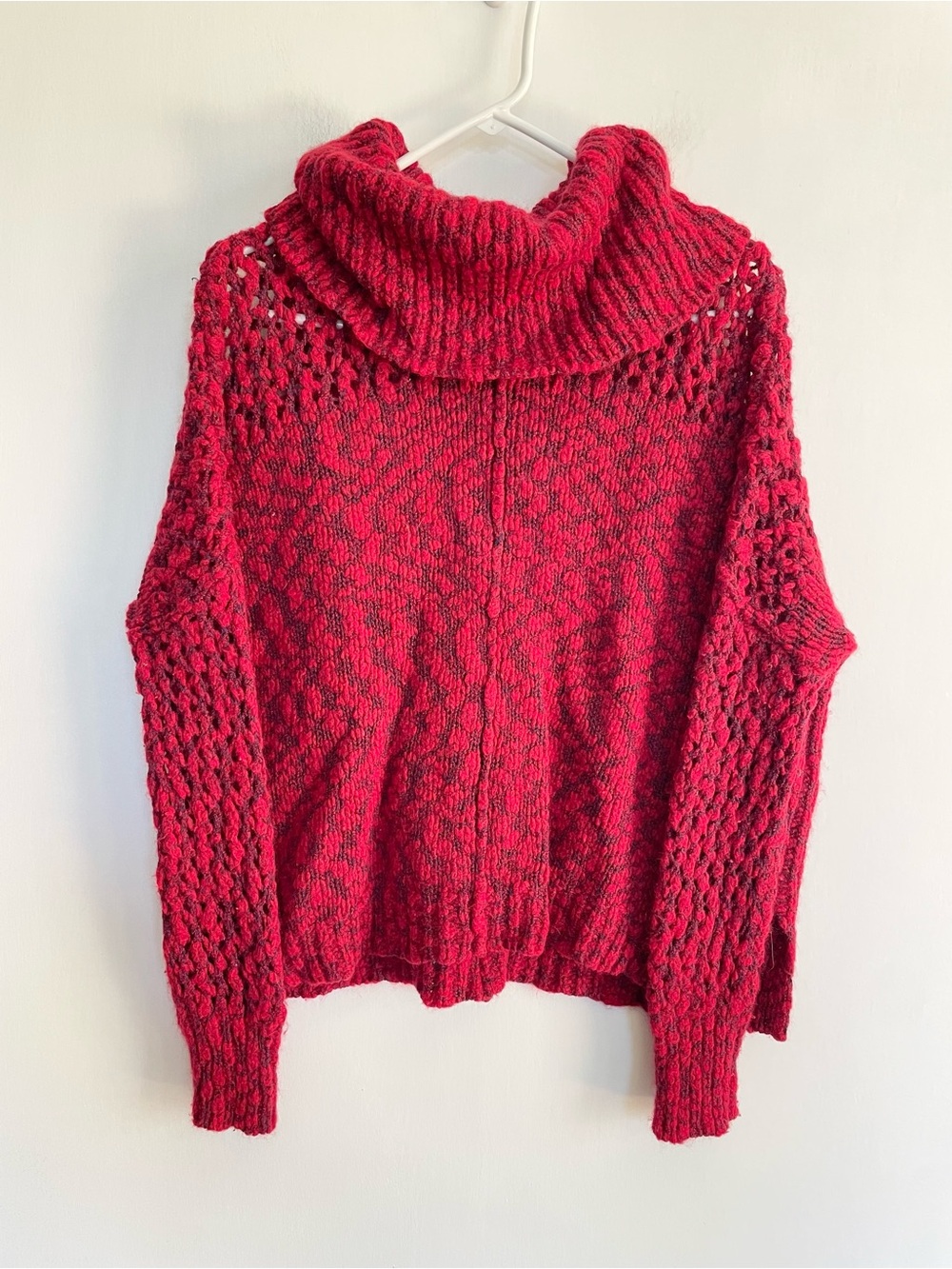 Alice and Olivia Wool Blend Red Chunky Knit Sweater Turtleneck Long Sleeve Small